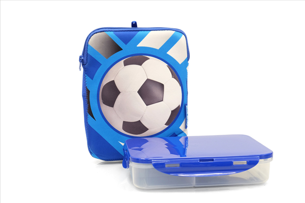 תמונה של קופסת אוכל כדורגל קל גב